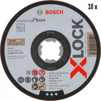 Кола відрізні Bosch X-Lock Standard for Inox 10 шт, 125x1,6 мм