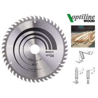 Циркулярный диск Bosch Optiline Wood 210 мм, 48 зуб. (2608640623)