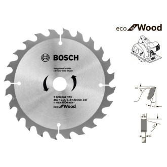 Пильный диск Bosch Eco Wood, 160 мм, 24 зуб. (2608644373)